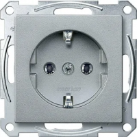 Sys M Розетка с заземлением без шторок алюминий SCHUKO Systeme Electric MTN2301-0460