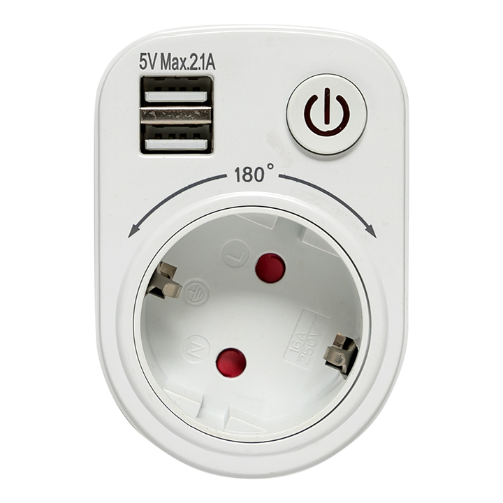 Блок розеточный (розетка 2P+E 16А 2 USB разъема 5В 2.1А) PROxima EKF SB-01