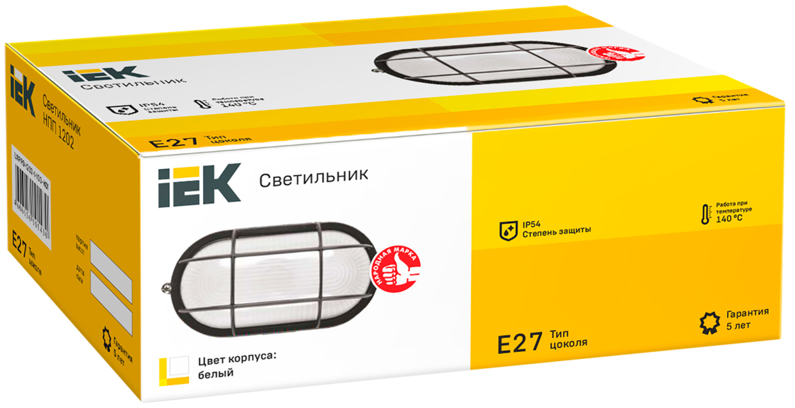 Светильник НПП1202 белый/овал с реш. 100Вт IP54 IEK LNPP0-1202-1-100-K01