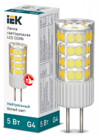 Лампа светодиодная CORN капсула 5Вт 230В 4000К керамика G4 IEK LLE-CORN-5-230-40-G4