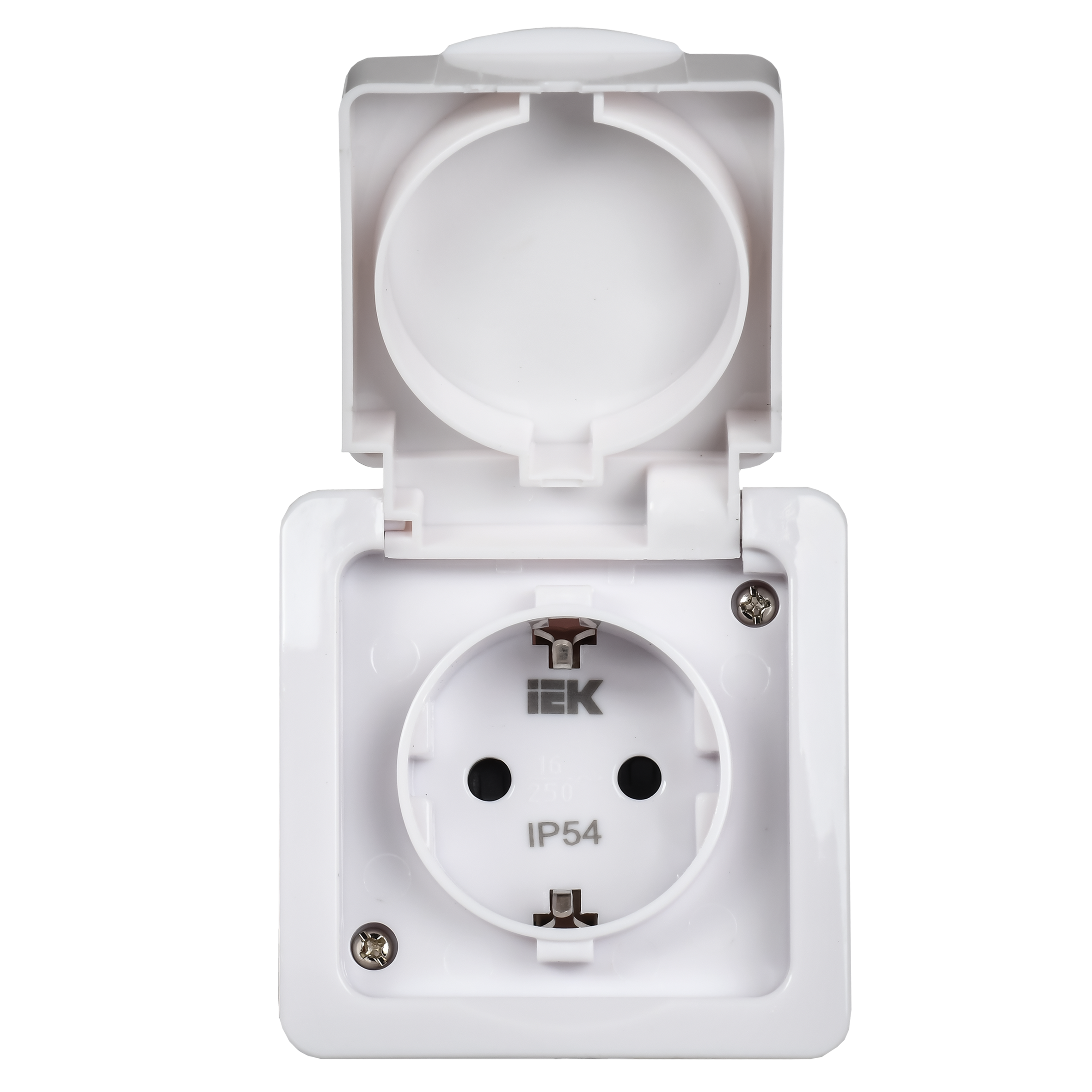 Гермес PLUS Выключатель одноклавишный проходной наружный белый IP54 IEK EVMP12-K01-10-54-EC
