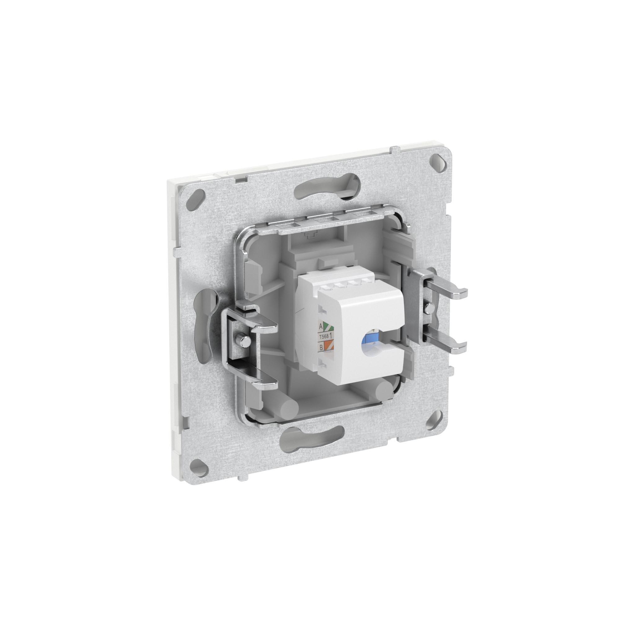 Компьютерная розетка RJ-45 без шторки, кат.5е одинарная, KANT, белая магнолия DKC 7000663