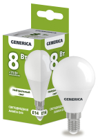 Лампа светодиодная G45 шар 8Вт 230В 4000К E14 GENERICA IEK LL-G45-08-230-40-E14-G