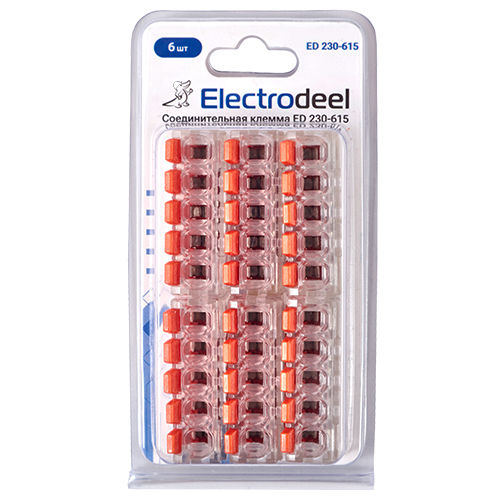 Клемма соединительная  5-контактная Elеctrodeel ED 230-615-b6, сечение 0,5-6,0 мм2, 41А/450В (упаковка 6 штук) Electrodeel
