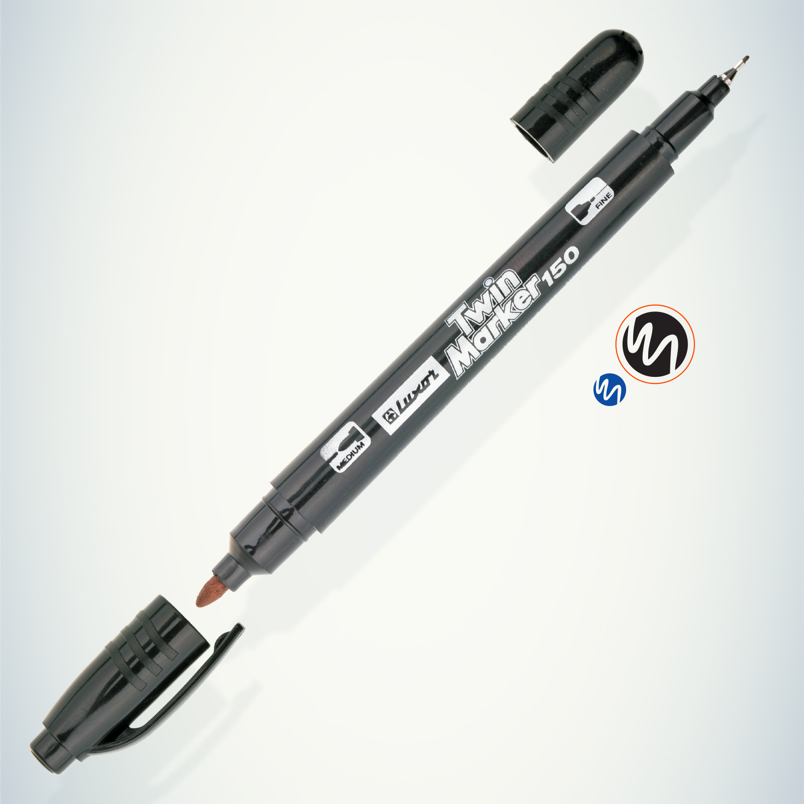 Маркер перманентный двухсторонний Luxor 150 черный, пулевидный, 0,7/1мм ЭРА Б0048245