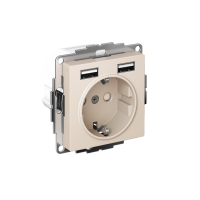 РОЗЕТКА ATLASDESIGN 16А c 2 USB A+A, 5В/2,4А, 2х5В/1,2А, механизм, БЕЖЕВЫЙ Systeme Electric ATN000230