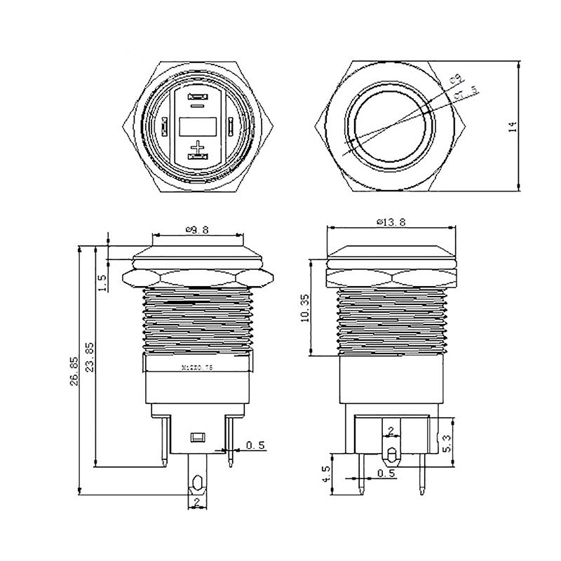 Кнопка антивандальная 12 12В Б/Фикс (4с) OFF-(ON) синяя REXANT 36-3211