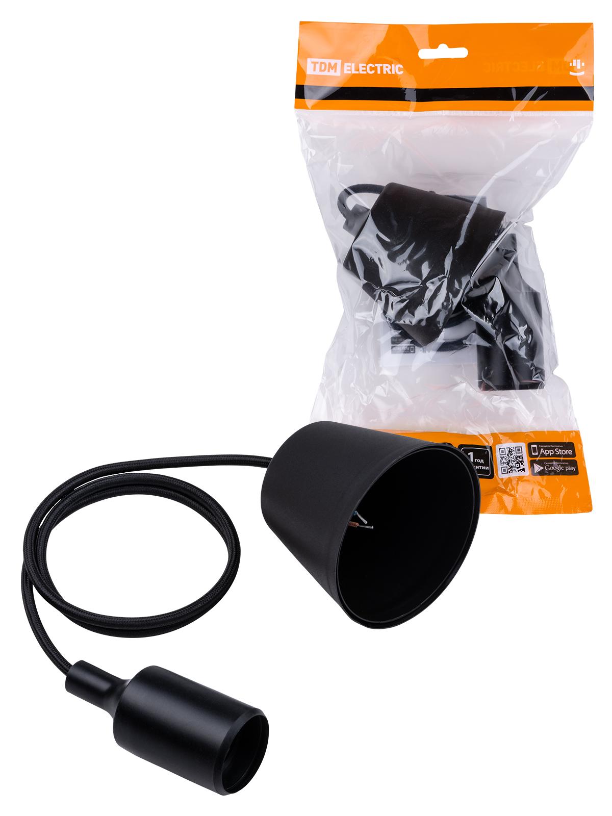Патрон пластиковый Е27 с подвесом 1 м, черный TDM TDM ELECTRIC SQ0335-0062