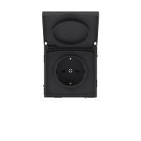 Розетка силовая, 2P+E, с з/ш, с крышкой, IP44, KANT, черный уголь DKC 7012013