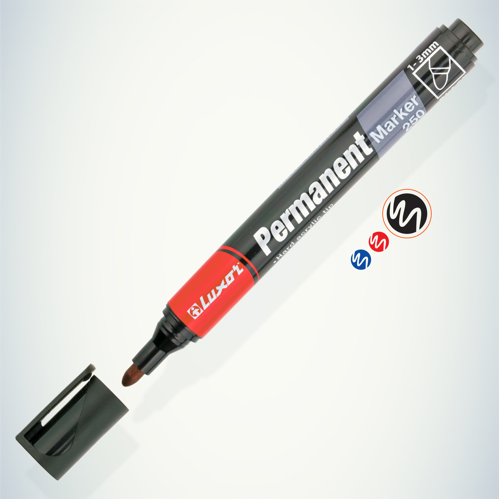 Маркер перманентный Luxor 250 черный, пулевидный, 1-3мм ЭРА Б0048246