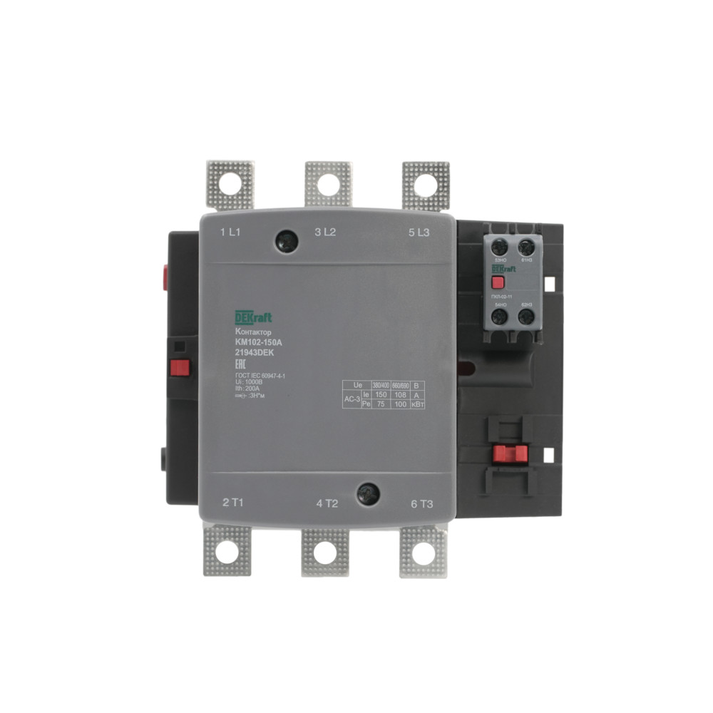 Контактор 150А 220В АС АС3  АС4 1НО+1НЗ КМ-102 Dekraft 21943DEK