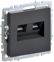 BRITE Розетка компьютерная двойная RJ45 кат.5E РК10-2-БрГ графит IEK BR-K20-1-K53