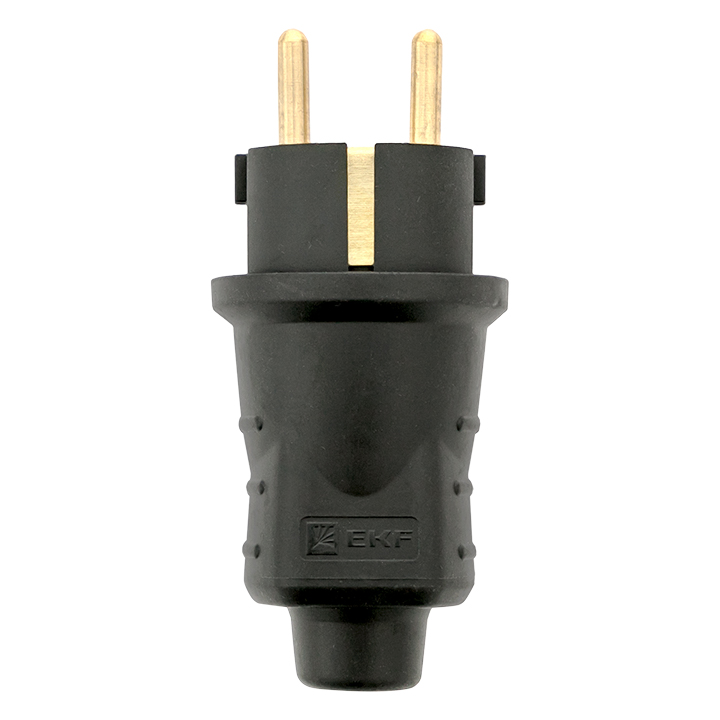 Вилка прямая каучуковая 230В 2P+PE 16A IP44 Марс EKF RPS-011-16-230-44