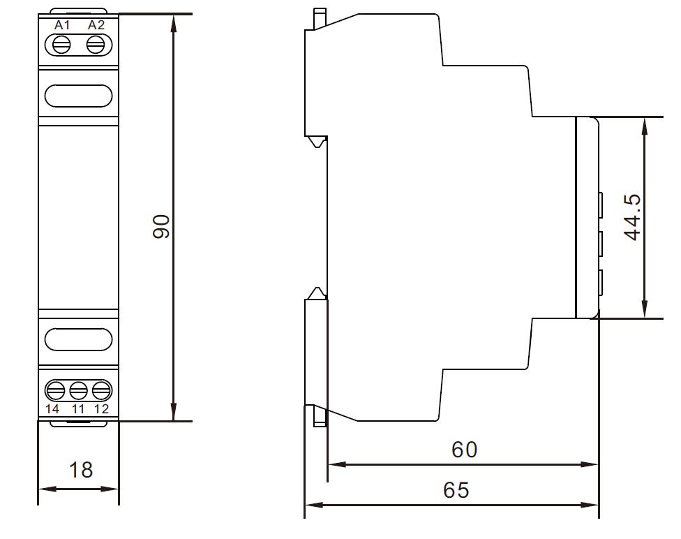 Реле контроля фаз, 3 фазы + N, тип DRF, контроль напряжения , контроль обрыва фаз, котроль чередования фаз, контроль асимметрии, конфигурация контакта 2CO, 120-277В DKC DRF-3-7N
