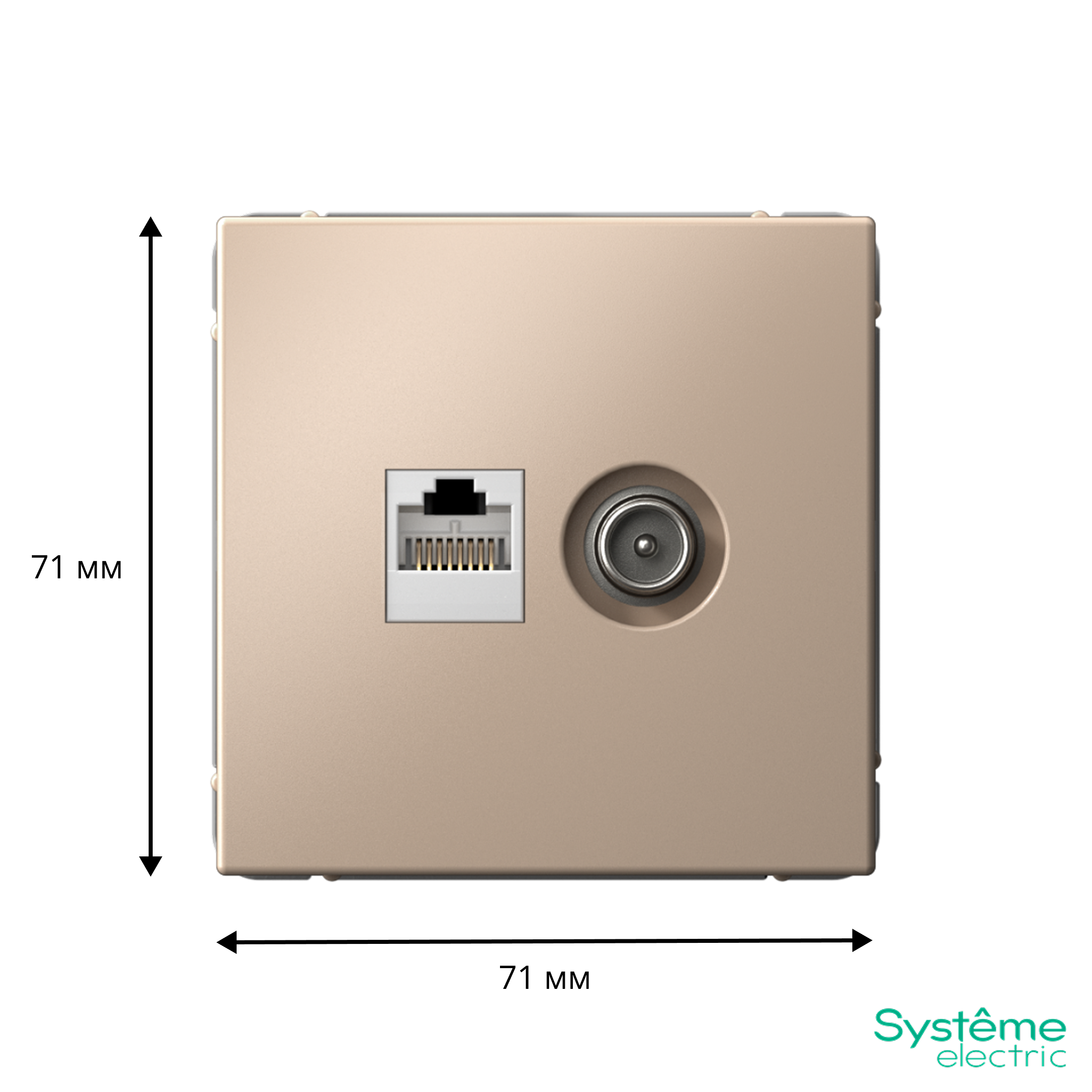 ARTGALLERY розетка двойная ТВ + компьютерная RJ45, кат. 5Е, песочный Systeme Electric GAL001289