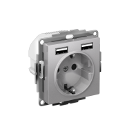 РОЗЕТКА ATLASDESIGN 16А c 2 USB A+A, 5В/2,4А, 2х5В/1,2А, механизм, АЛЮМИНИЙ Systeme Electric ATN000330