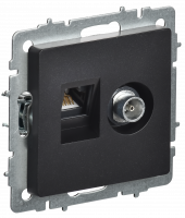 BRITE Розетка двойная TV+RJ45 кат.5E РТВ/РК12-БрЧ черный IEK BR-AK20-1-K02