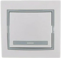 Выключатель одноклавишный, белый, с серой вставкой Lezard 701-0215-100