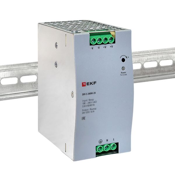 Блок питания на дин рейку 240 Вт, 220 В AC /24 В DC EKF DR-E-240W-24