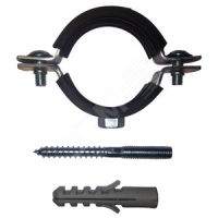 Хомут сантехнический с шпилькой и дюбелем 2' (59-66 мм) гайка М8 оцинкованная сталь с резиновым уплотнением ПрофСан 1005