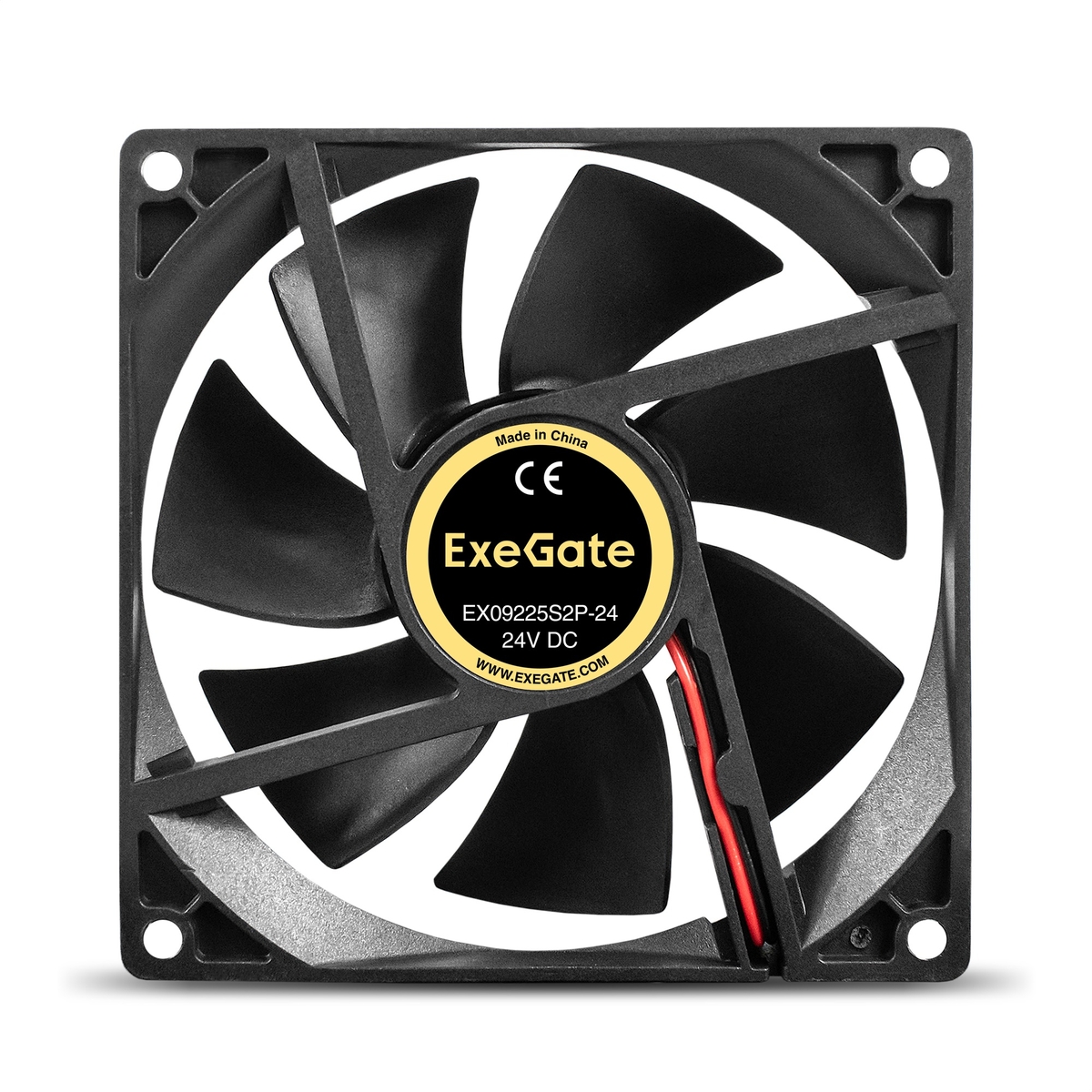 Вентилятор для корпуса 24В DC, 92x92x25 мм, 2pin, 2700RPM, 33dBA, подшипник скольжения ExeGate EX295208RUS