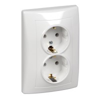 Sedna Розетка двойная с заземлением без шторок белая в сборе Schneider Electric SDN3000621