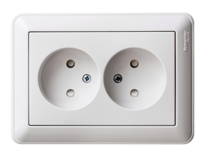W59 Розетка двойная скрытая без заземления 16А белая Systeme Electric RS16-254-18