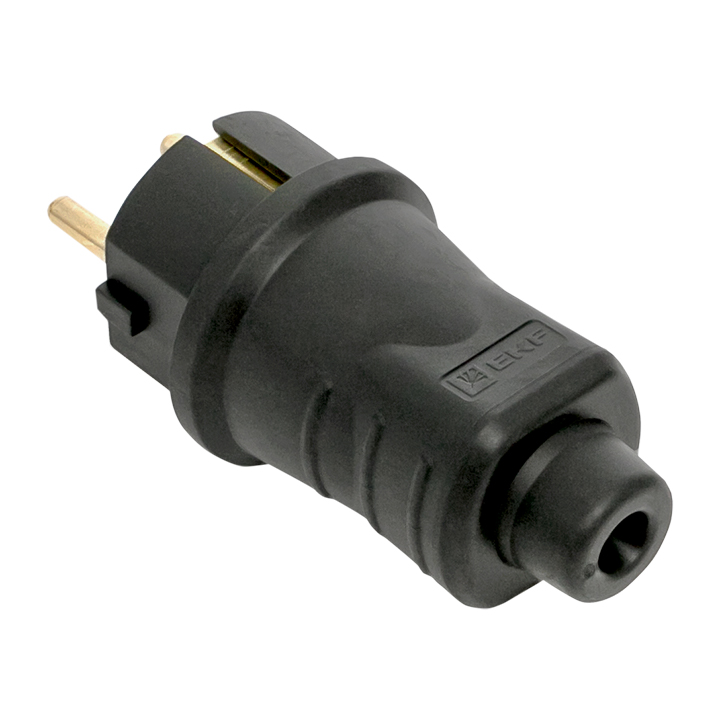 Вилка прямая каучуковая 230В 2P+PE 16A IP44 Марс EKF RPS-011-16-230-44