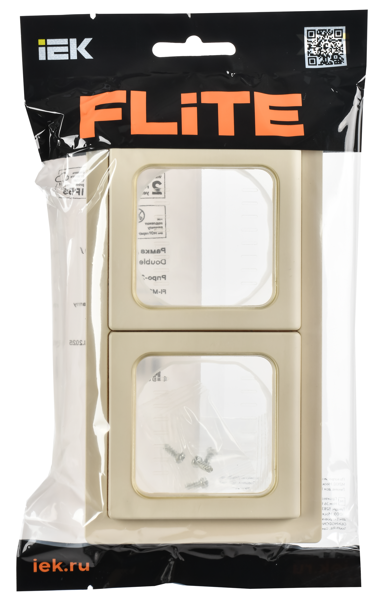 FLITE Рамка 2-местная IP55 Рпро-2-55-ФлСл сливочный IEK FI-M20-32-55-K86