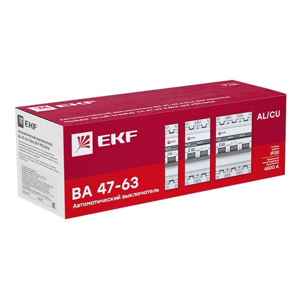 Автоматический выключатель 1P 20А (C) 4,5kA ВА 47-63 EKF PROxima mcb4763-1-20C-pro