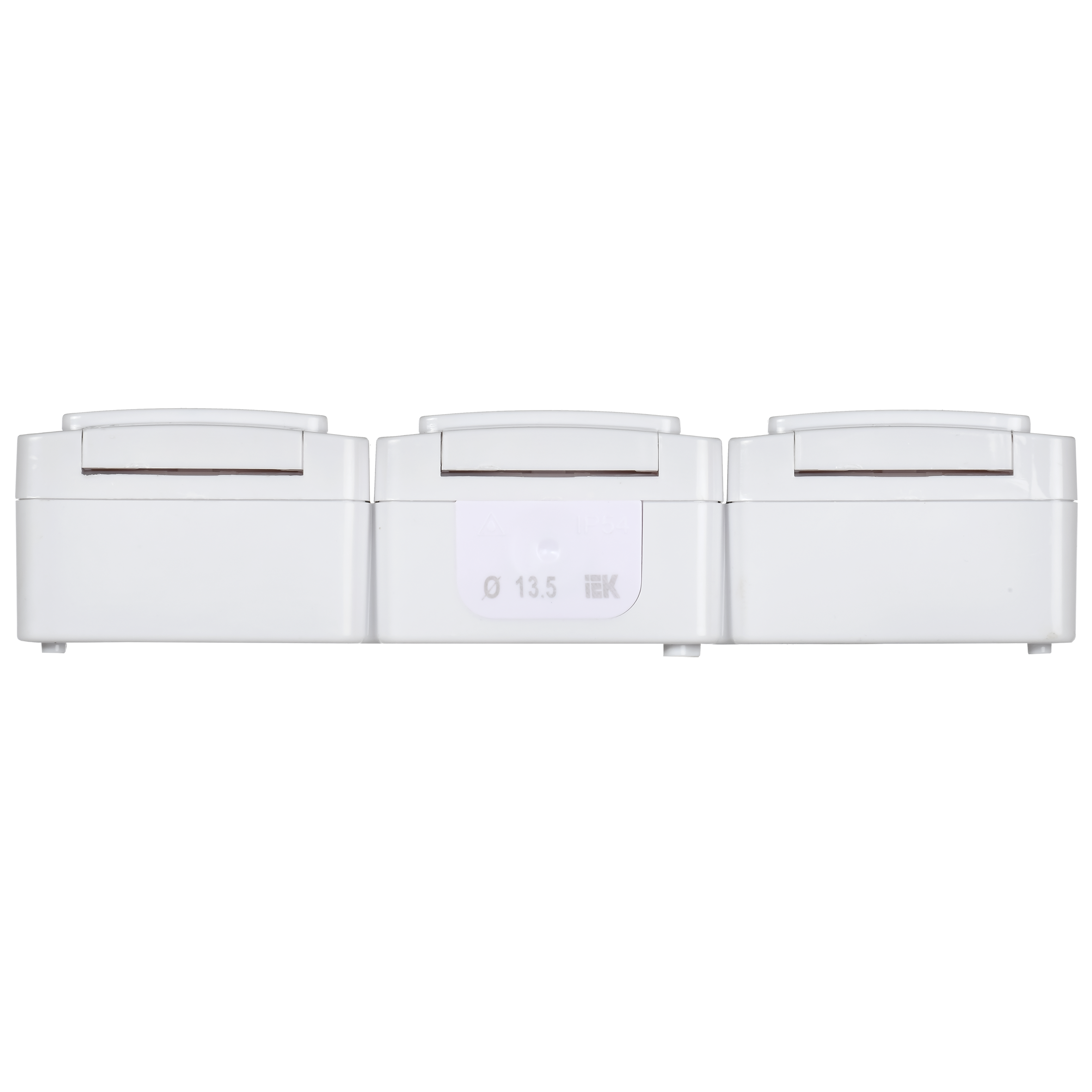 Гермес PLUS Розетка тройная с заземлением наружная белая IP54 IEK ERMP32-K01-16-54-EC