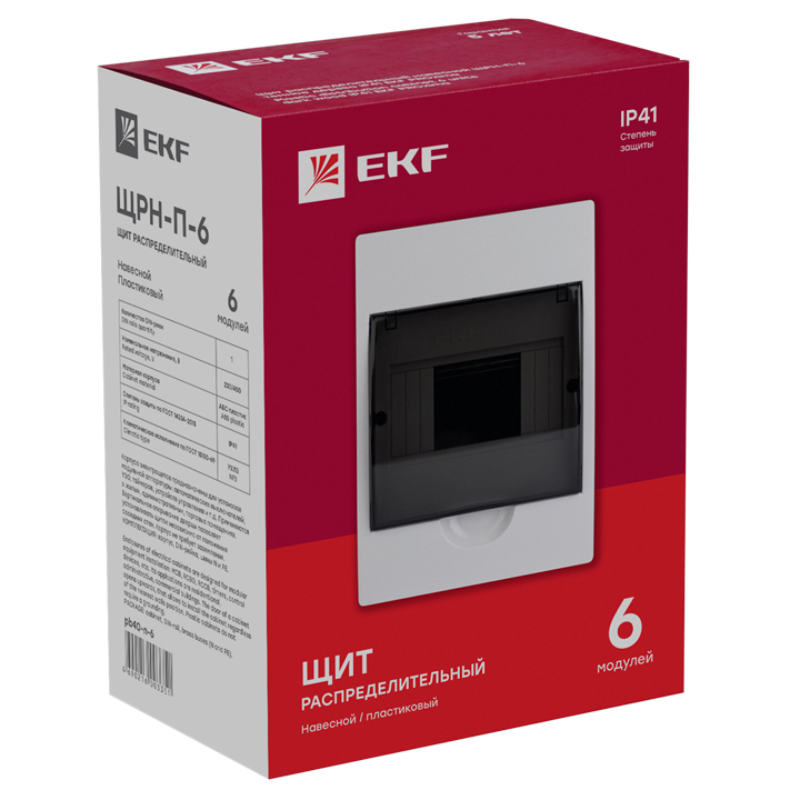 Щит распределительный навесной ЩРн-П-6 IP40 пластиковый EKF pb40-n-6