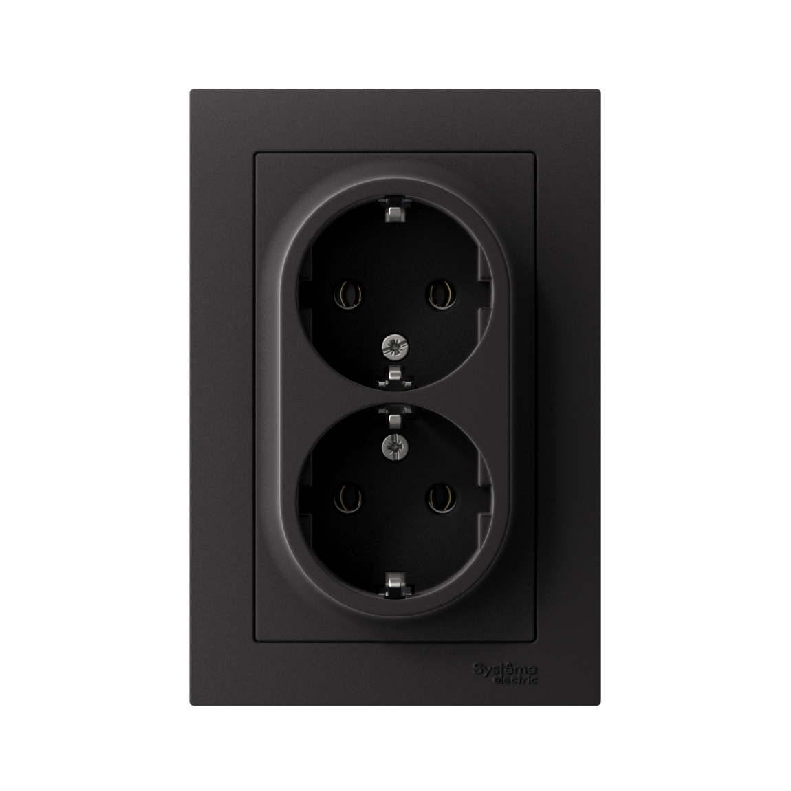 Розетка ATLASDESIGN двойная с заземлением 16А в сборе карбон Systeme Electric ATN001024