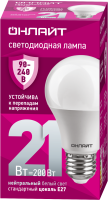 Лампа светодиодная 21вт OLL-A60-21-230-4K-E27 ОНЛАЙТ 90405 31987