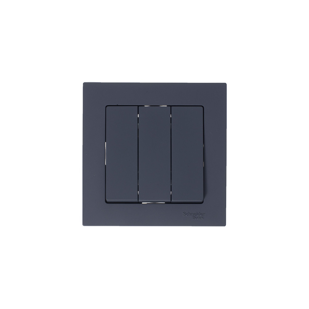Выключатель трехклавишный ATLASDESIGN схема 1+1+1 10АХ механизм грифель Systeme Electric ATN000731