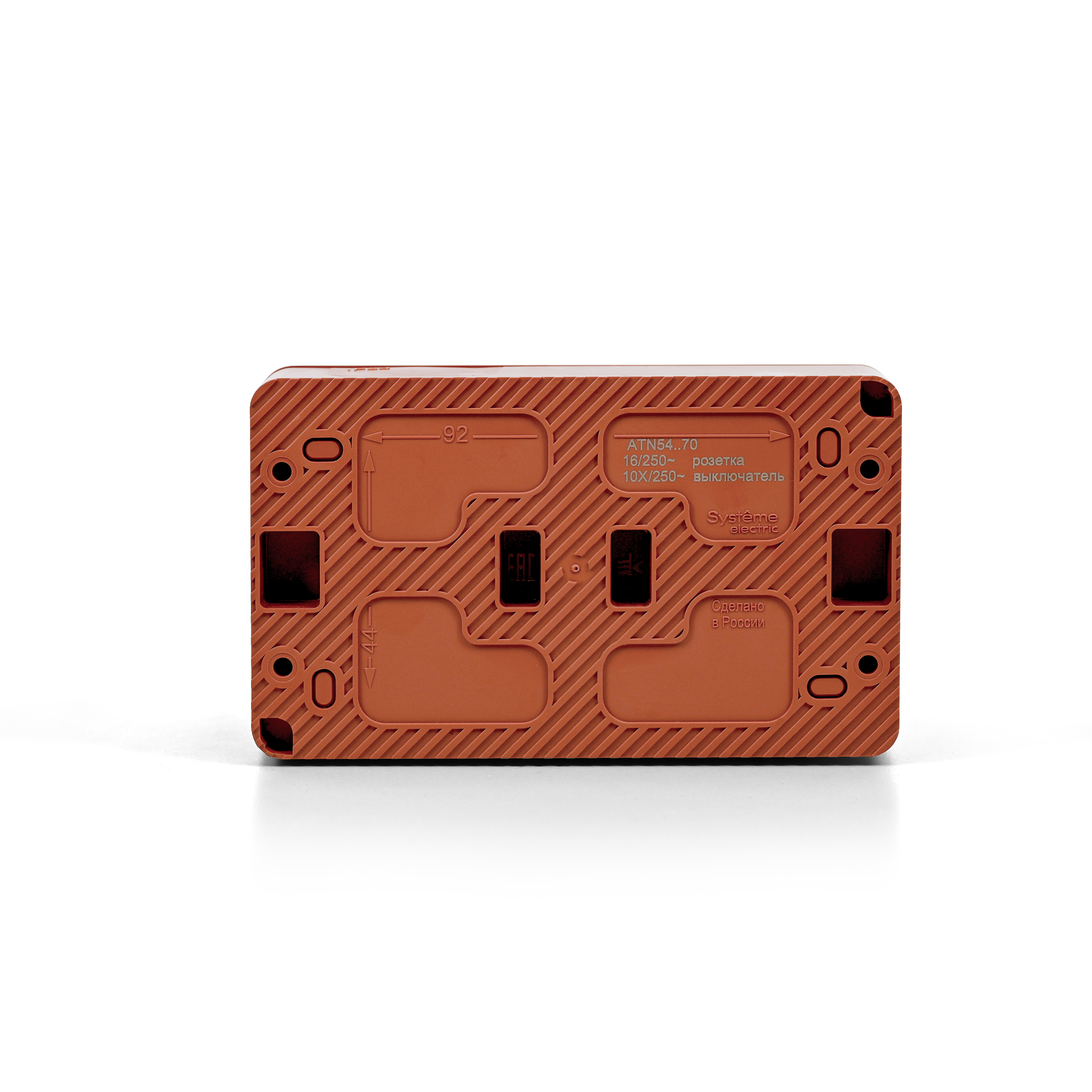 AtlasDesign PROFI IP54 О/У БЛОК: РОЗ. з/к со шт. 16А, ВЫКЛ.1-клав.10А, ТЕРРАКОТОВЫЙ Systeme Electric ATN547070