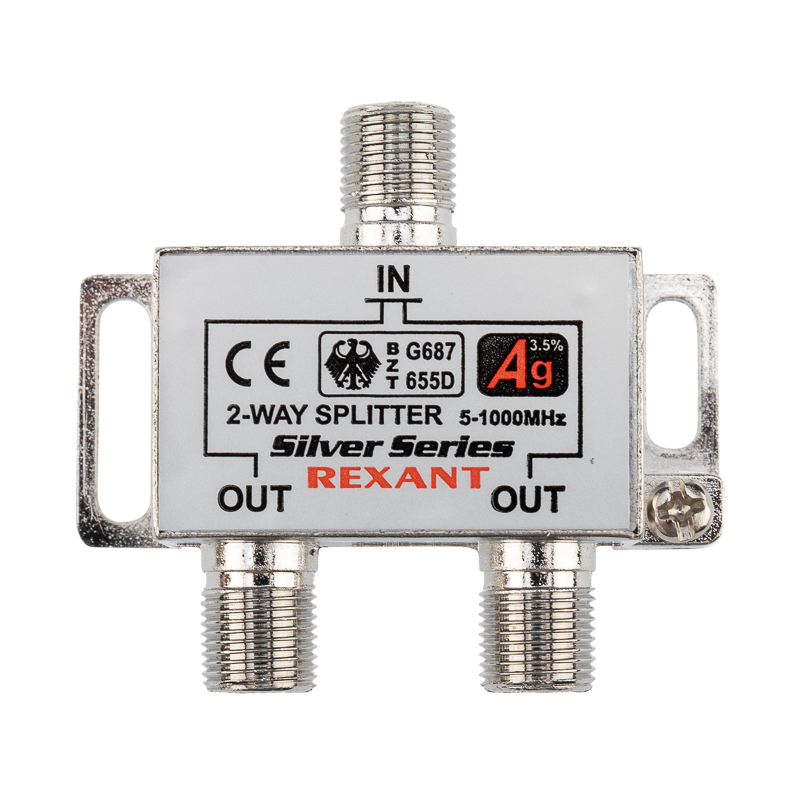 Делитель ТВ х 2 + 3шт. F BOX 5-1000 МГц Silver, REXANT 05-6101 etm05-6101