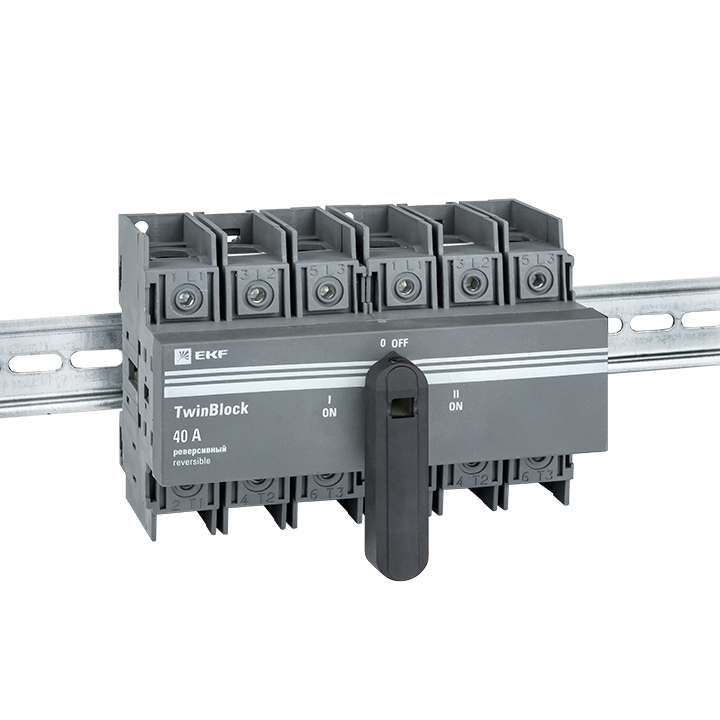 Рубильник 40A 3P реверсивный c рукояткой для прямой установки TwinBlock EKF tb-s-40-3p-rev