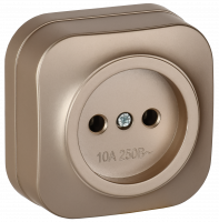 GLORY Розетка 1-местная для открытой установки без заземления без защитных шторок 10А РС20-2-ХШм шампань матовый IEK ERH10-K37M-10