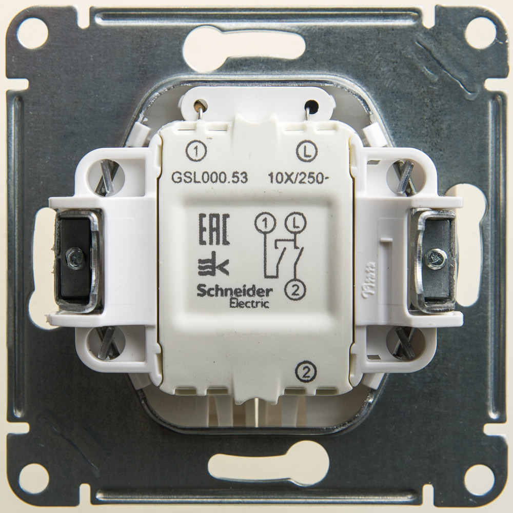 GLOSSA Выключатель двухклавишный с подсветкой схема 5а перламутр в рамку Systeme Electric GSL000653