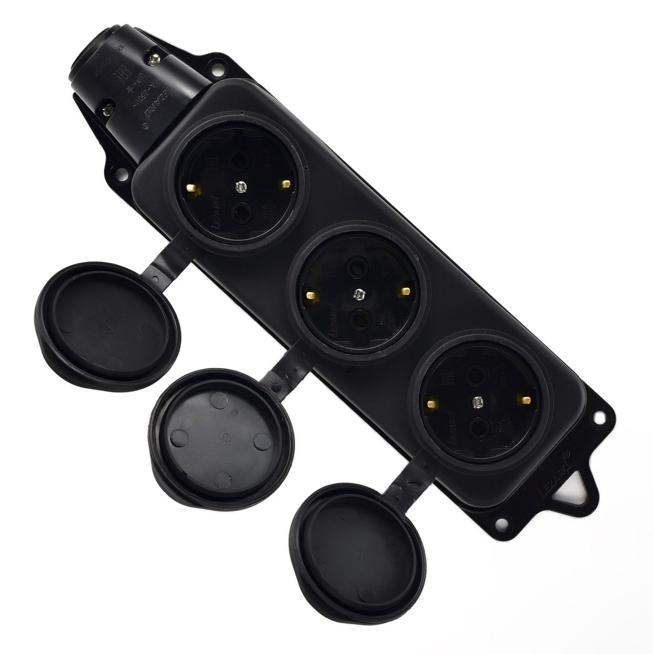 Розетка наружной установки 3х2Р+РЕ 1х16А 220v каучук Lezard 106-0400-0101/101