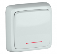 Выключатель одноклавишный наружный с изоляционной пластиной с индикацией белый 10А HEGEL ВА10-114
