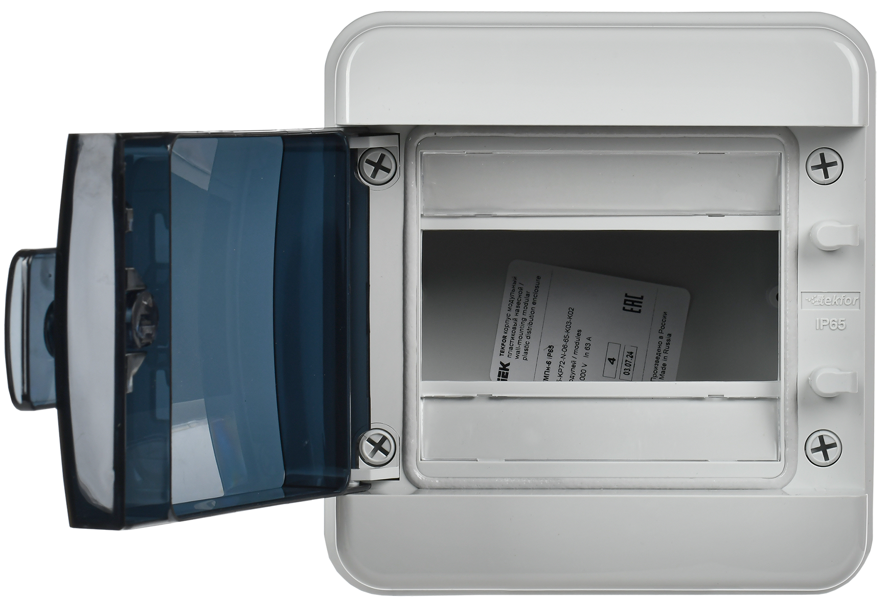 TEKFOR Корпус пластиковый навесной КМПн-6 IP65 черная прозрачная дверь IEK TF5-KP72-N-06-65-K03-K02