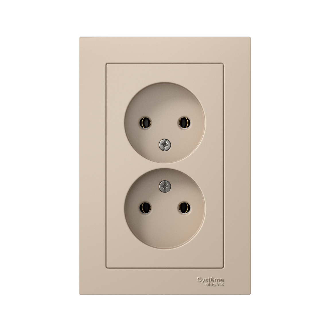 ATLASDESIGN РОЗЕТКА двойная без заземления,16А, в сборе, ПЕСОЧНЫЙ Systeme Electric ATN001220