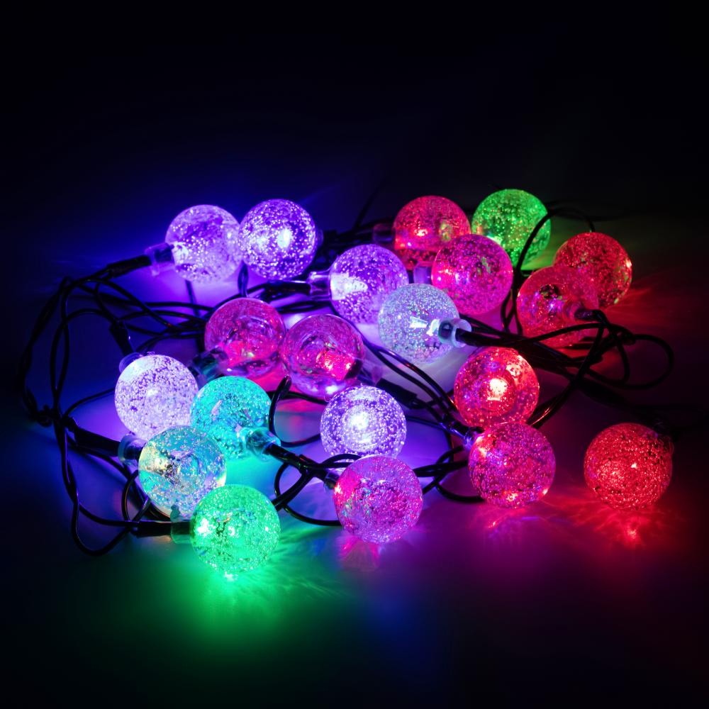 Гирлянда LED Нить Шарики кракле d25мм, 2 м, RGB, 220V ENIN - 25BG ЭРА Б0055997