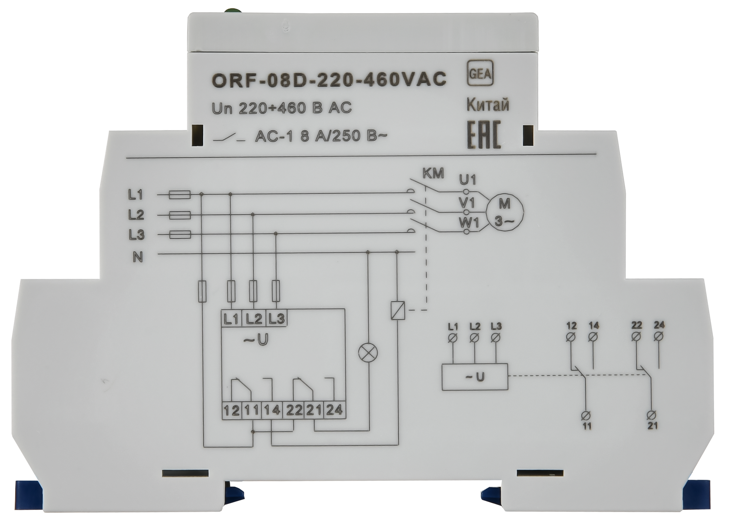 Реле фаз ORF-08D 3ф. 2 конт. 220-460В AC ONI ORF-08D-220-460VAC