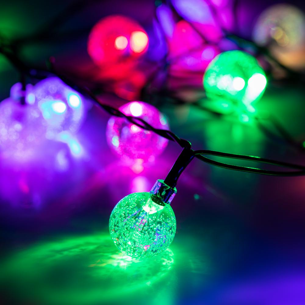 Гирлянда LED Нить Шарики кракле d25мм, 2 м, RGB, 220V ENIN - 25BG ЭРА Б0055997