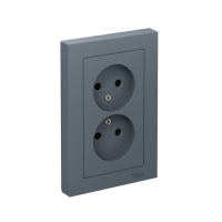 Розетка ATLASDESIGN двойная без заземления 16А в сборе грифель Systeme Electric ATN000720