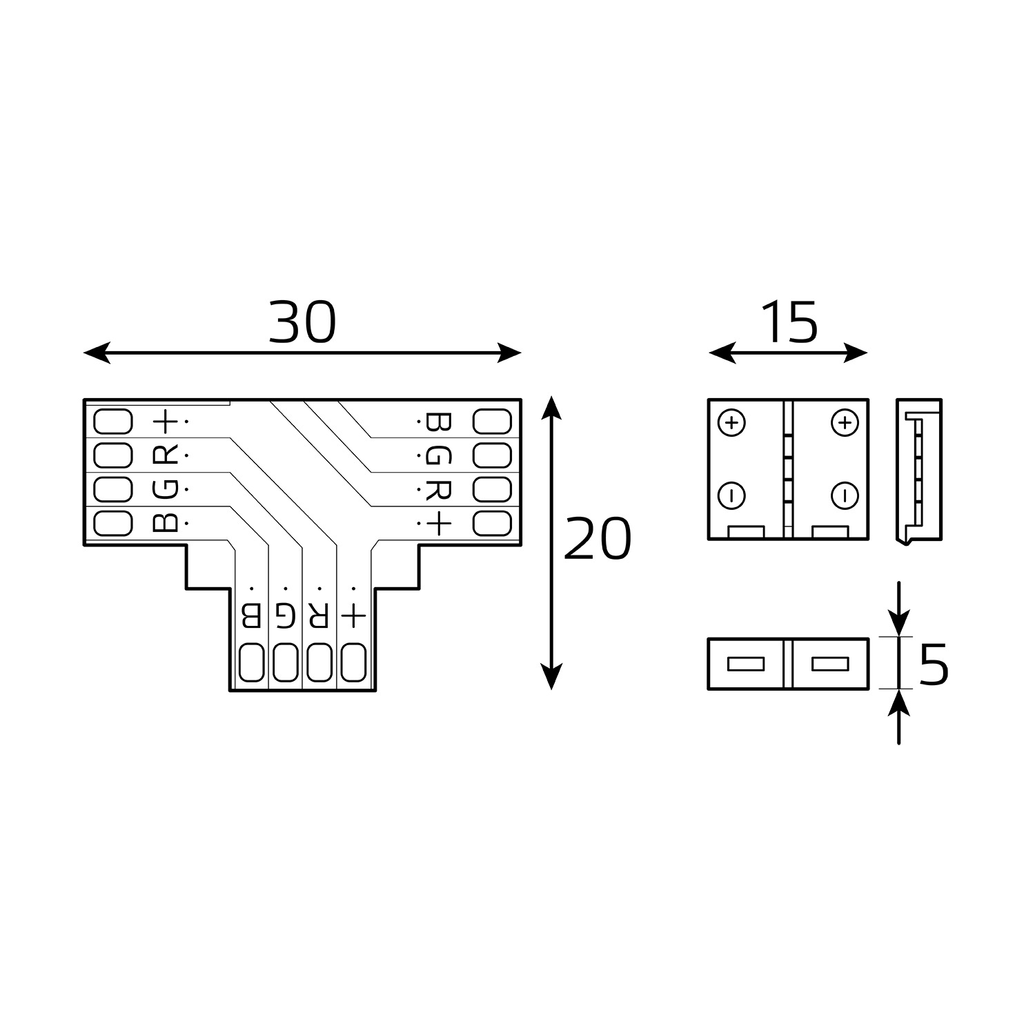 Набор коннекторов для светодиодной RGB ленты 5050 10мм Т-образный RGB 3014/5050/5060/5630 Basic GAUSS BT430