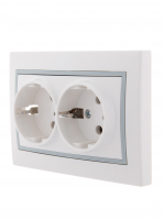 MIRA Розетка двойная с заземлением белая с серой вставкой Lezard 701-0215-127